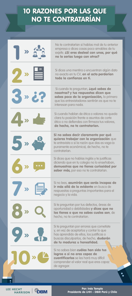 Infografía - "10 razones por las que no te contratarían"