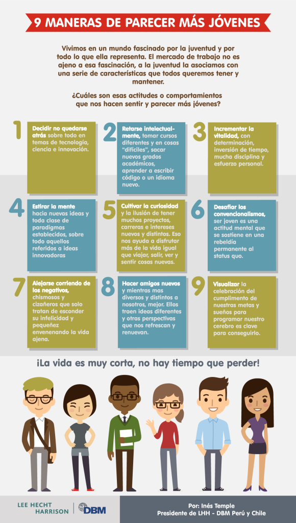 Vivimos en un mundo fascinado con la juventud y por todo lo que ella representa tanto en el trabajo como en lo personal. Comparto 9 ideas para parecer más jóvenes.