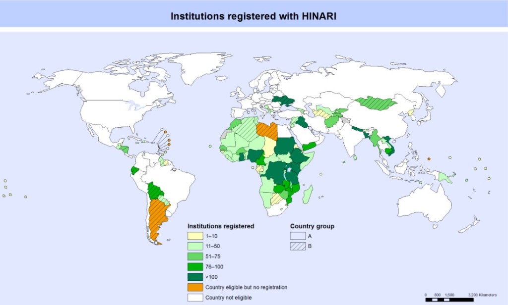 Países elegibles para acceder a HINARI.