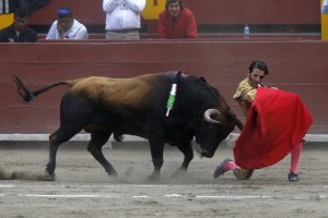 Padilla remata los pases de rodillas en el inicio de la faena