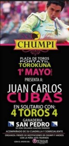 CARTEL: FRENTE DE INSTITUCIONES UNIDASCHUMPI, AYACUCHO El 1 de mayo, en Torokuna, Villa María del Triunfo, Juan Carlos Cubas en solitario.