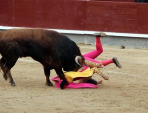 FOTO: JOËL BURAVAND FORTÍSIMA. Cogida que sufrió Galdós en Madrid; la Fiesta es dura.