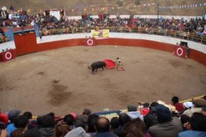 FOTO: PABLO JAVIER GÓMEZ DEBARBIERI DE RODILLAS. Serna, en la faena al que le cortó el rabo.