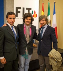 FOTO: ARCHIVO DE LA FIT FIT. Antonio Barrera, José Cutiño y Morante de la Puebla (de izq. a der.) en la presentación de Fusión Internacional por la Tauromaquia.