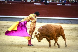 FOTO: LUIS HERENCIA SÁNCHEZ Capote que conquista: Andrés Roca Rey trocó el enojo del público por sonoras ovaciones, lanceando –estático– por gaoneras en los medios.