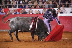 FOTO: PÁG WEB PLAZA MÉXICO Morante, en la Plaza México, toreando con sentimiento a Peregrino.