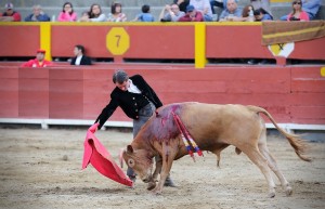 Esteban Ortiz en un derechazo al de Hermanos Garzón