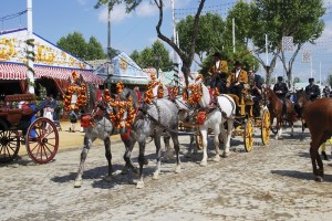 Tiro de cabaloos en la feria de Sevilla