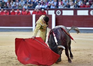 FOTO: LUIS SÁNCHEZ OLMEDO, CULTORO Ureña cuajó una buena faena a un victorino, ayer, en Madrid.