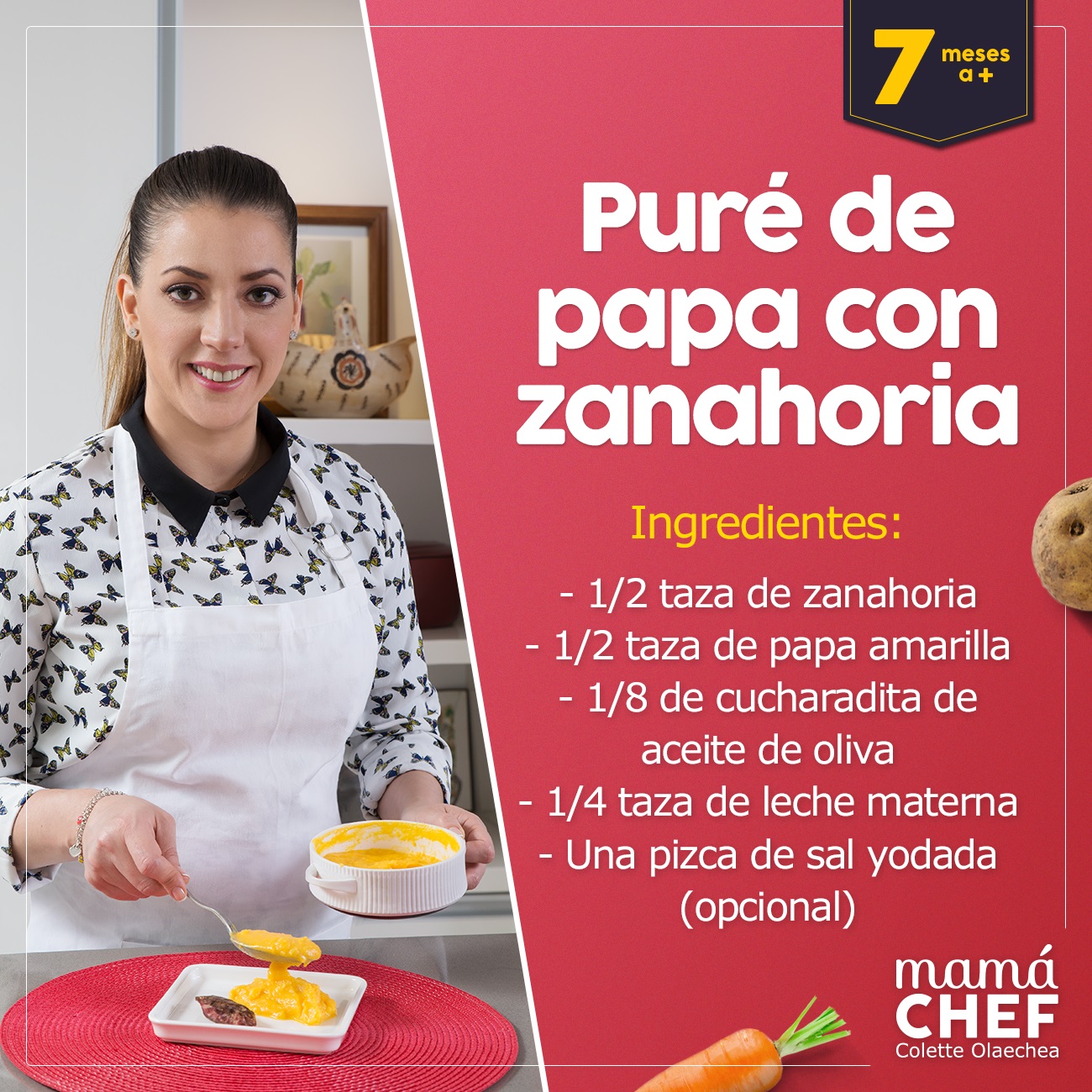 Papilla de Zanahoria y papa Papillas papilla  bebes 7 meses Mama Chef Colette Olaechea