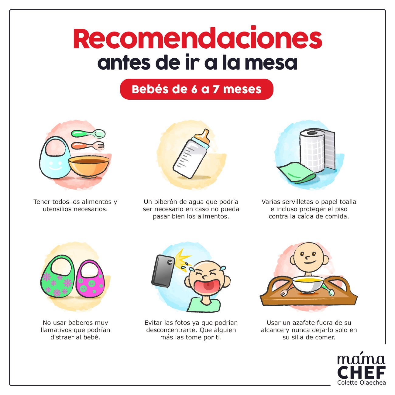 Papillas Alimentos permitidos bebes 6 meses Mama Chef Colette Olaechea info horarios