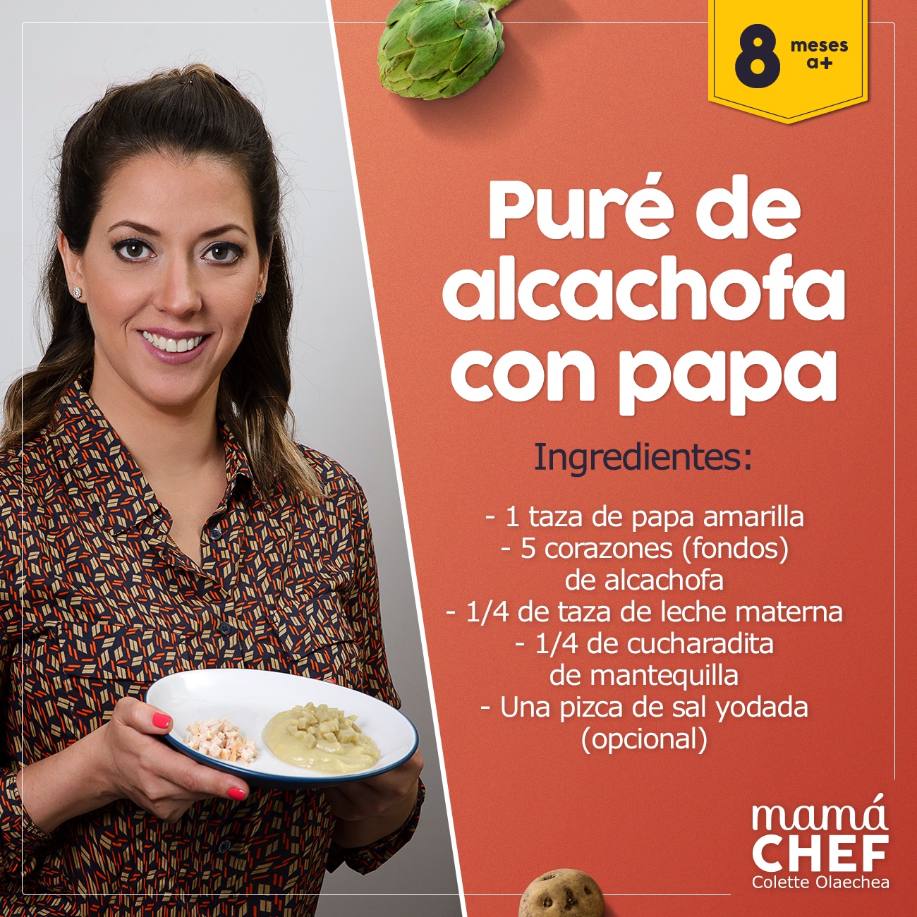 Puré alcachofa mamá chef colette olaechea recetas  papillas bebes 8 meses