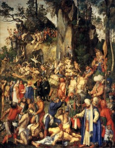 Martirio de los diez mil cristianos. 1508. Durero. Viena. Óleo sobre lienzo, 99 x 87 cm. Museo de Historia del Arte